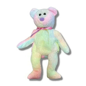 TY Beanie Baby Groovy the Bear 1999 Vintage Pastel Tie-Dye Plush 8" with Tags